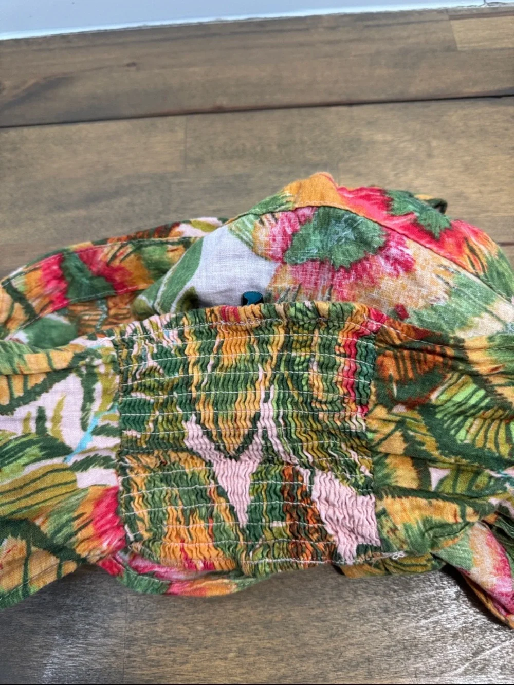 Cynthia Rowley Collective Tropical Tie-Front Bandeau Top in Yellow, Green & Pink - Picture 4 of 4